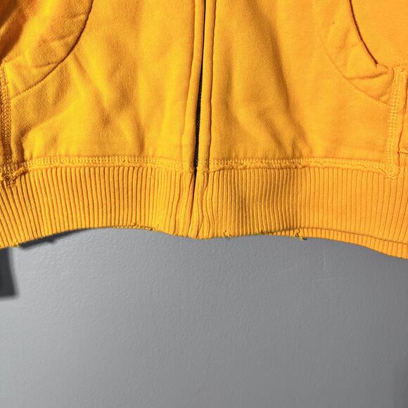Mitchell & Ness Women’s Yellow Hoodie M full Zip Distressed Script Logo - Picture 11 of 12